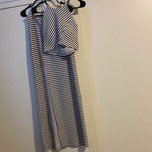 Striped Halter Neck Skirt Set